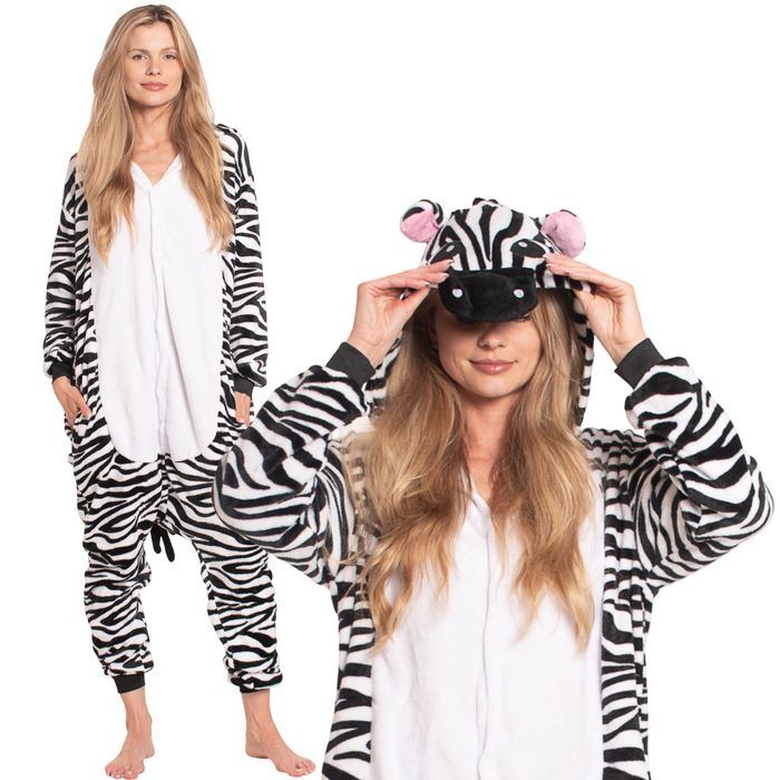 Piżama Damska Kombinezon Kigurumi Onesie Kostium Zebra 165-175 cm L