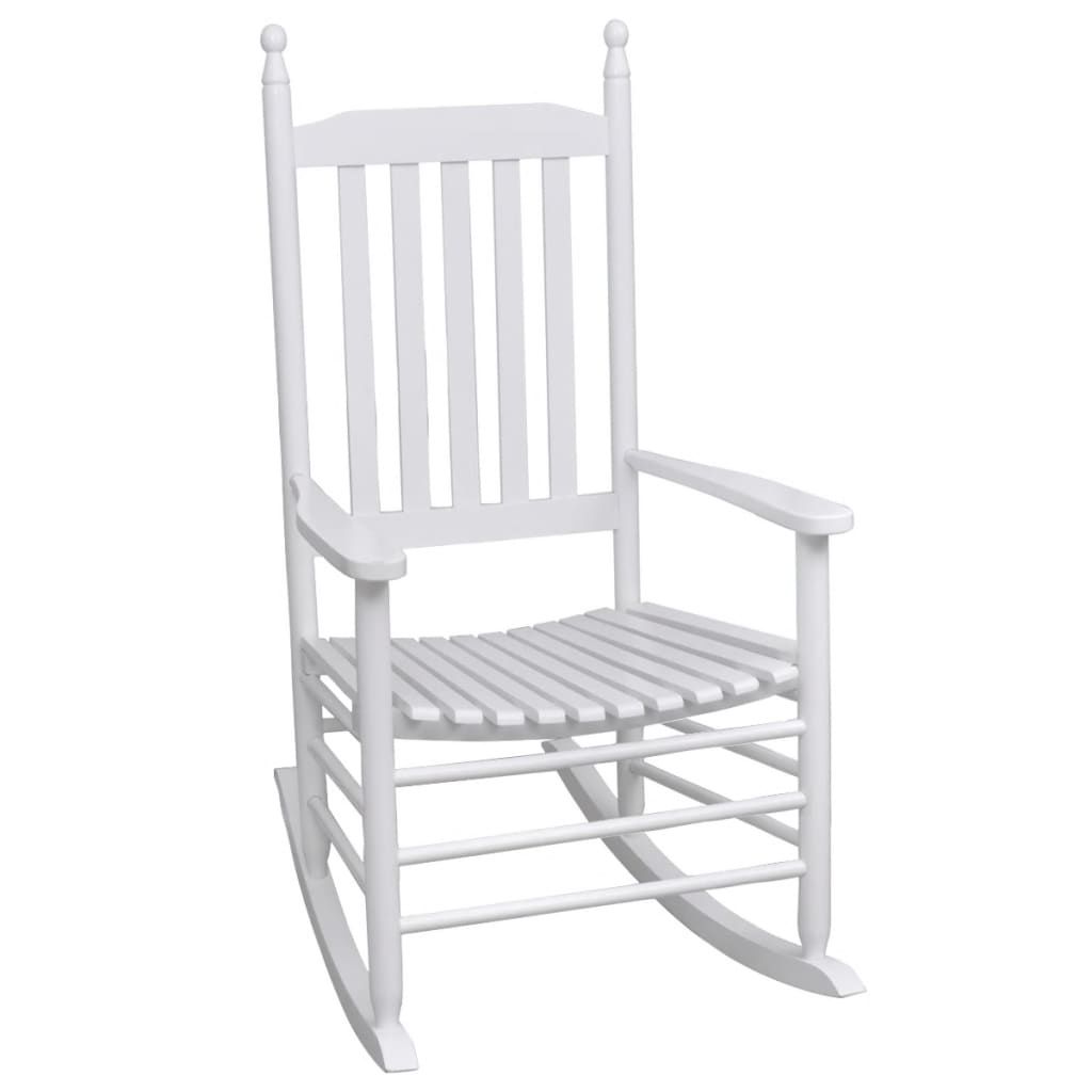 Fotel bujany drewany biały vintage vidaXL
