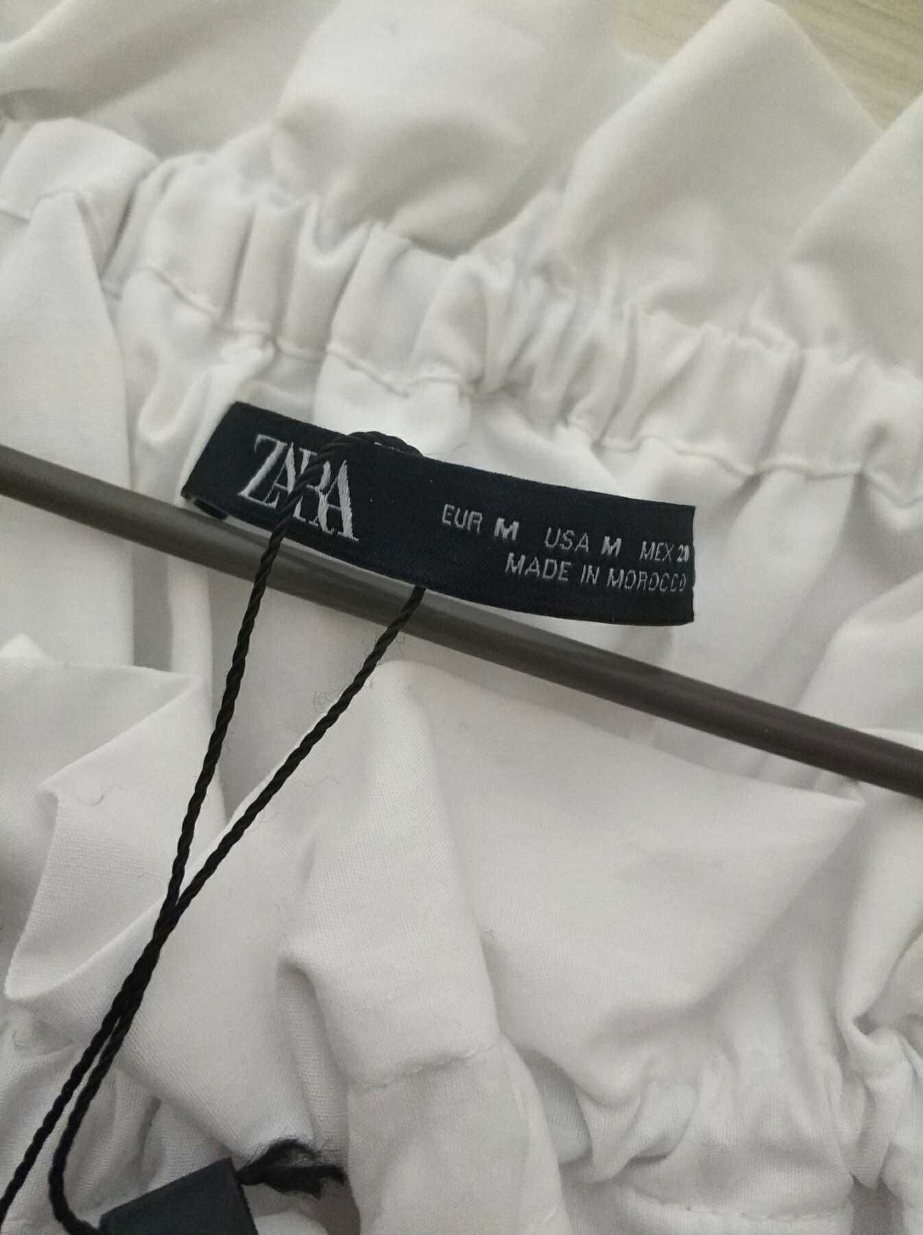 Zara top crop топ кроп top блуза рюші волани бафи резинка zara р.м