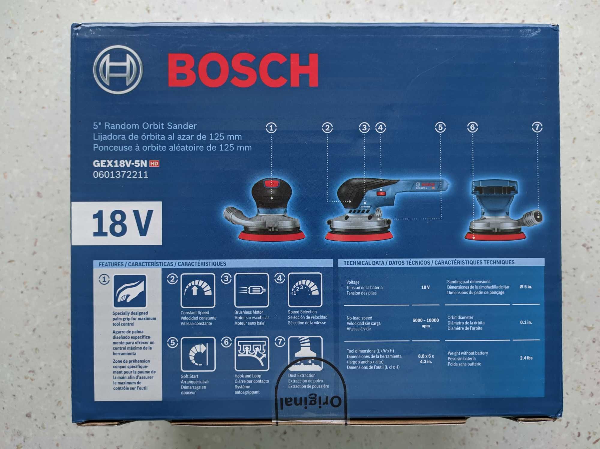 Акумуляторна ексцентрикова шліфувальна машина Bosch GEX18V-5N 18V-125