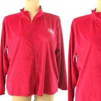 y9 Damska Rozpinana Welurowa Czerwona Bluza 48/50 4XL/5XL