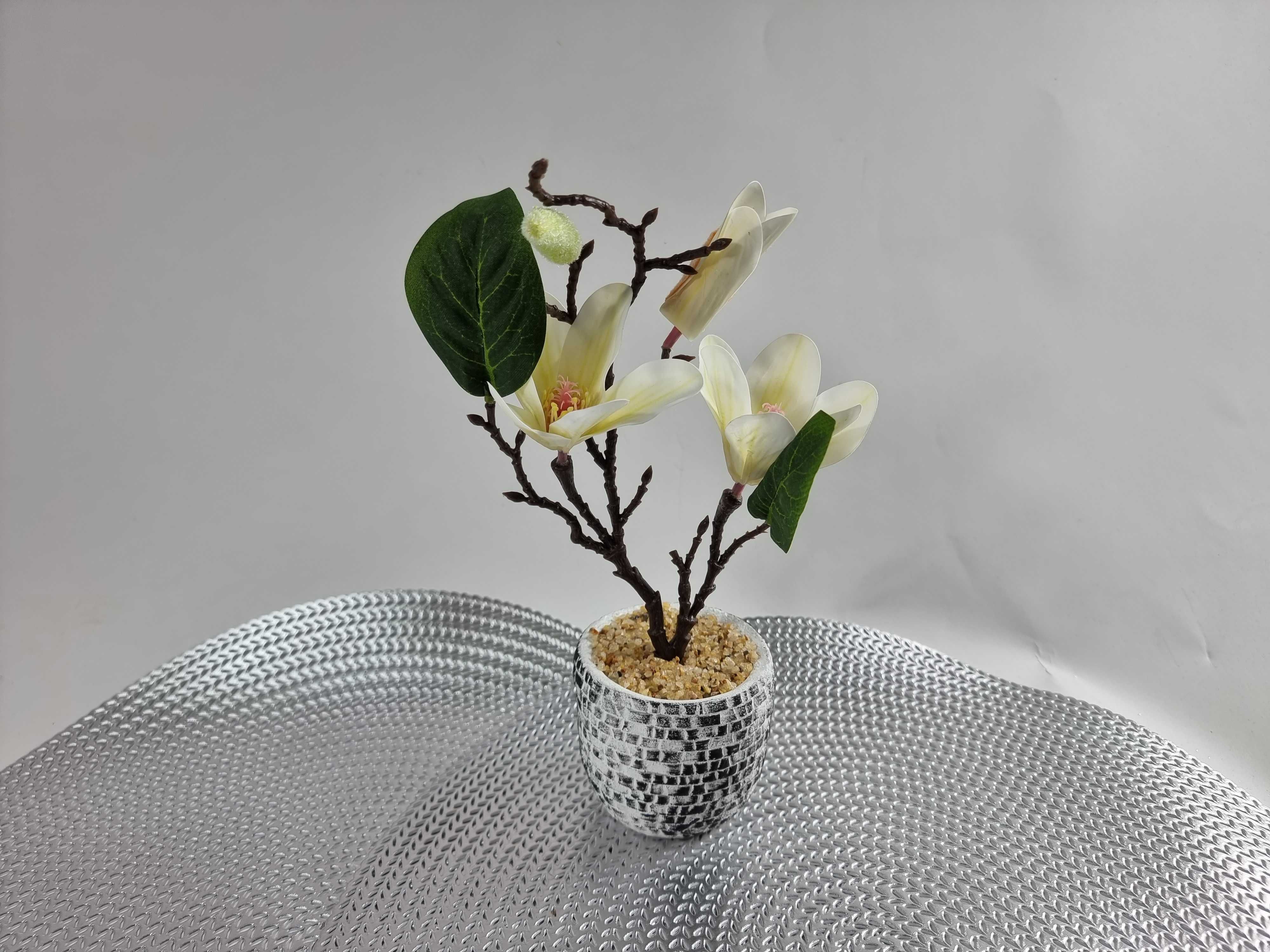 Sztuczny kwiat Magnolia ceramicznej doniczce sztuczne kwiaty jak żywe