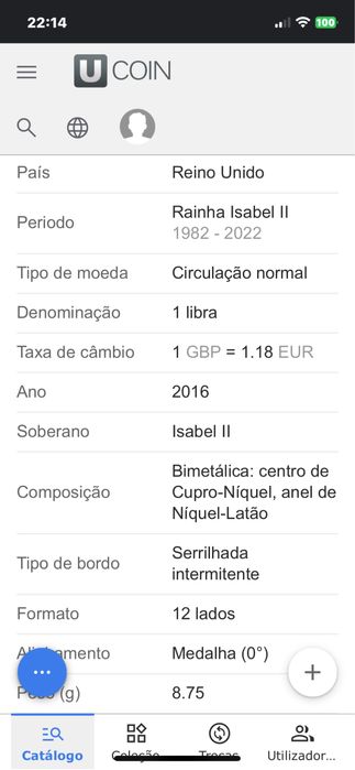 Moeda one Pound rara, de colacao em estado novo
