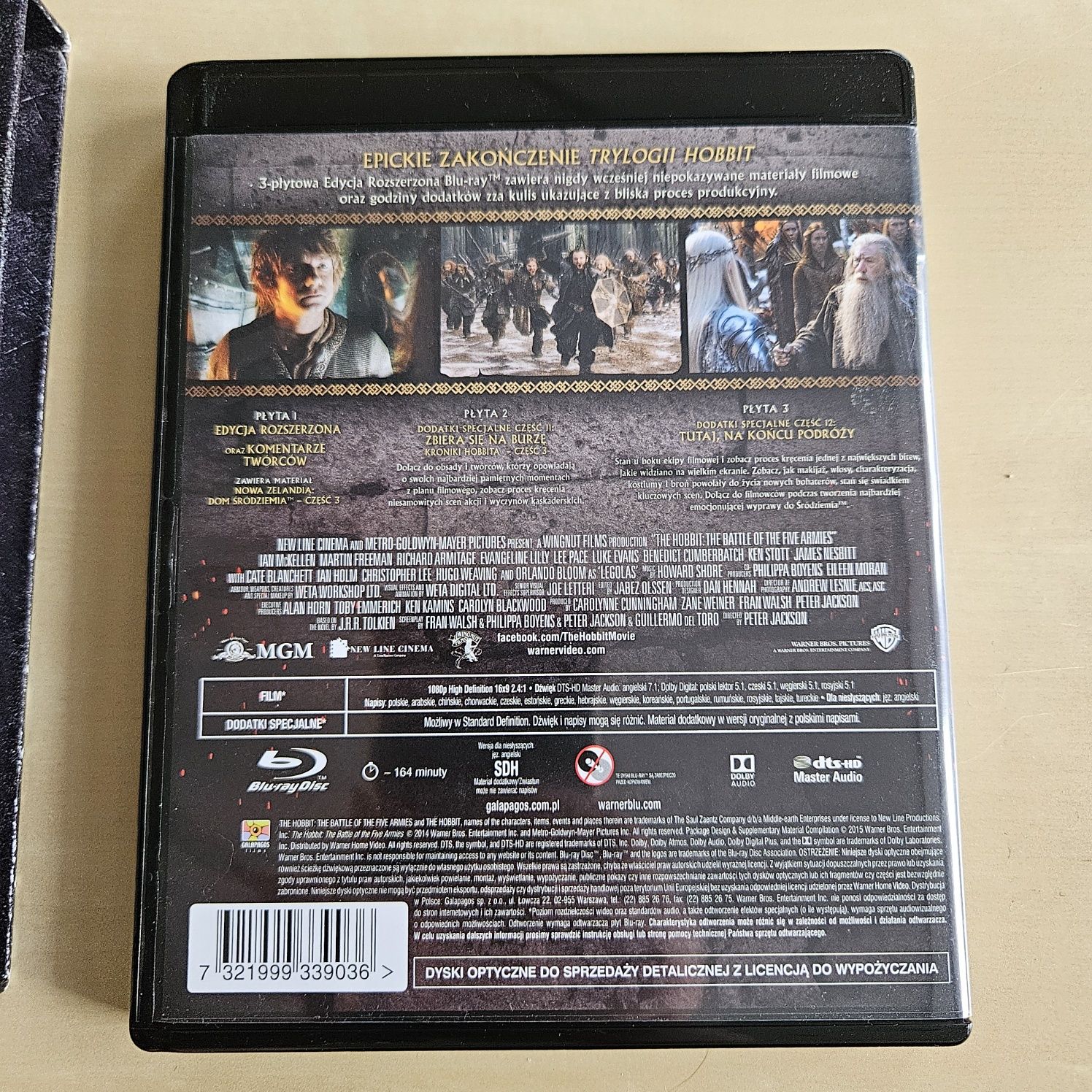 Hobbit Bitwa Pięciu Armii Wersja Rozszerzona Blu Ray [Pełna wersja PL)
