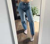 Damskie spodnie z prostą nogawką rozmiar 38 jasny jeans 99% bawełna