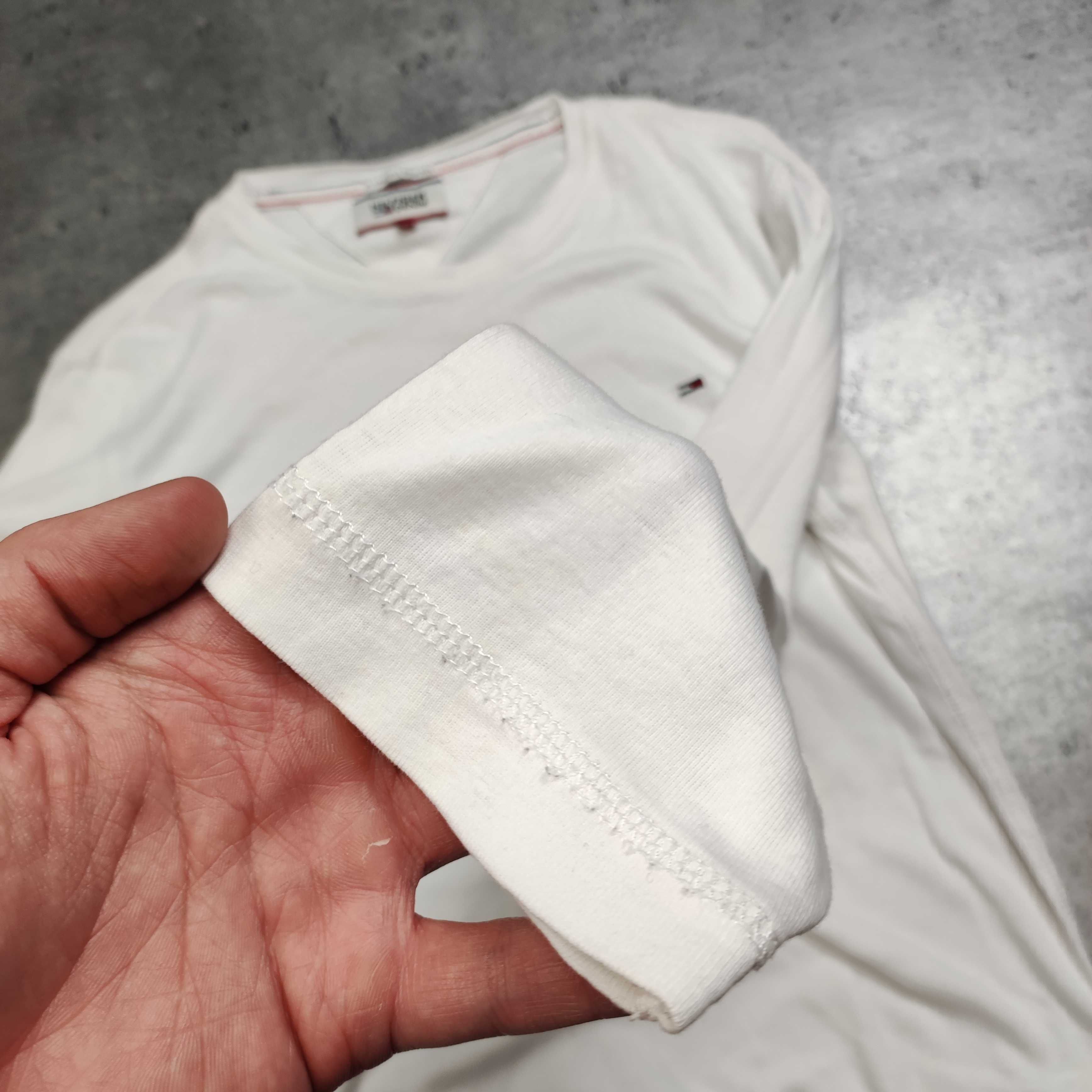 MĘSKA Koszulka PREMIUM Długi Rękaw Bluzka Biała Tommy Hilfiger Denim