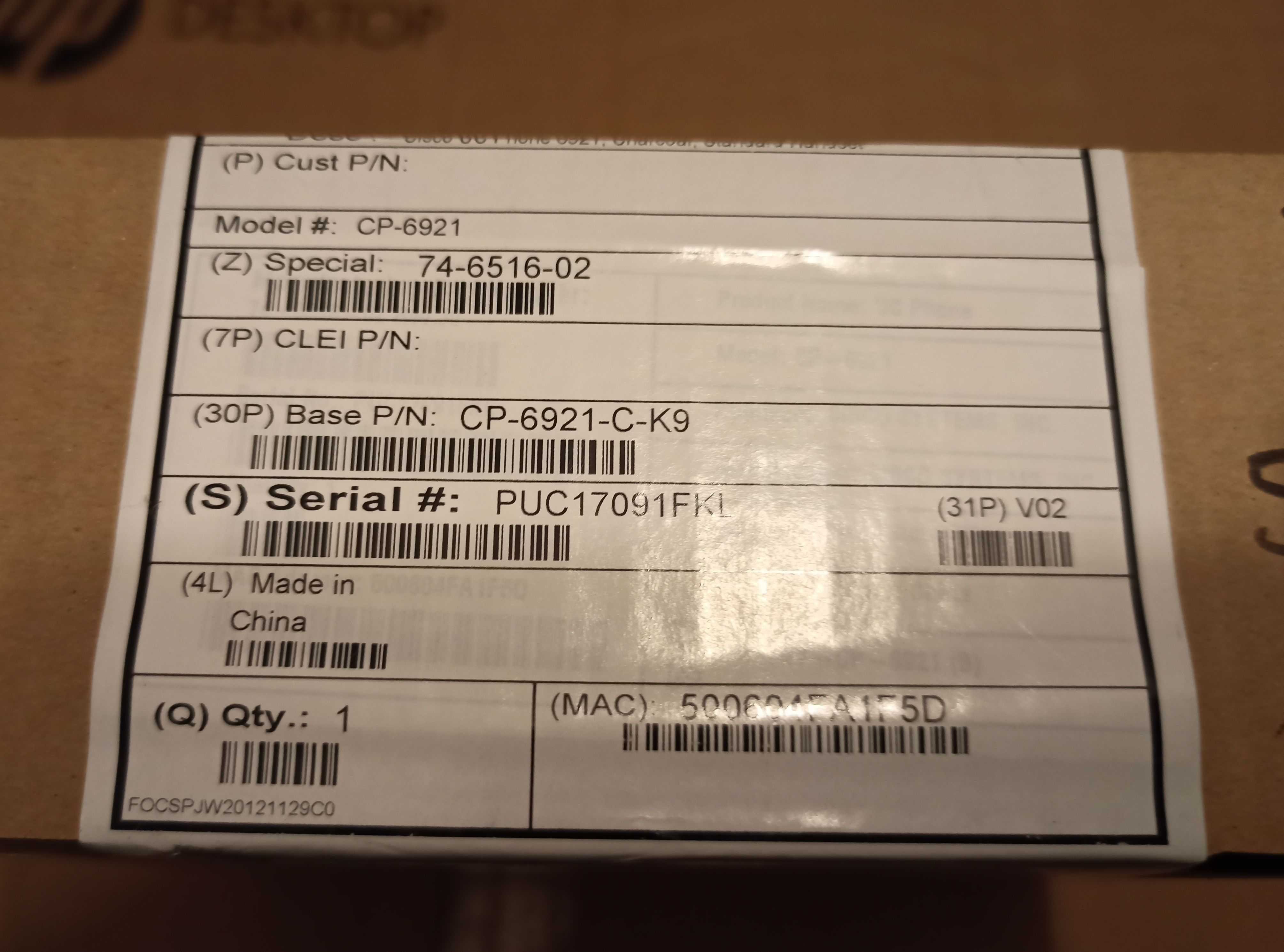 IP телефон Cisco CP-6921