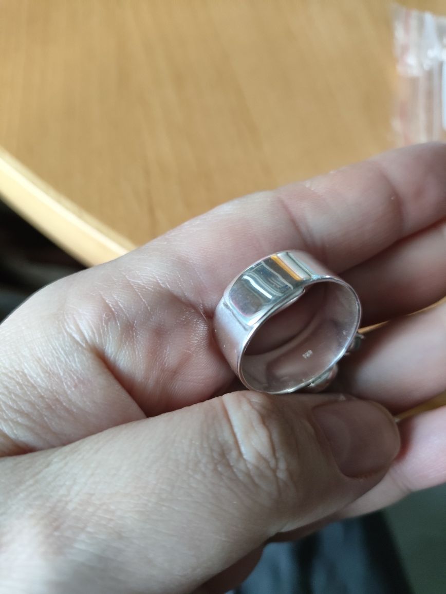 Srebrna obrączka z labradorytem i blue topaz srebro