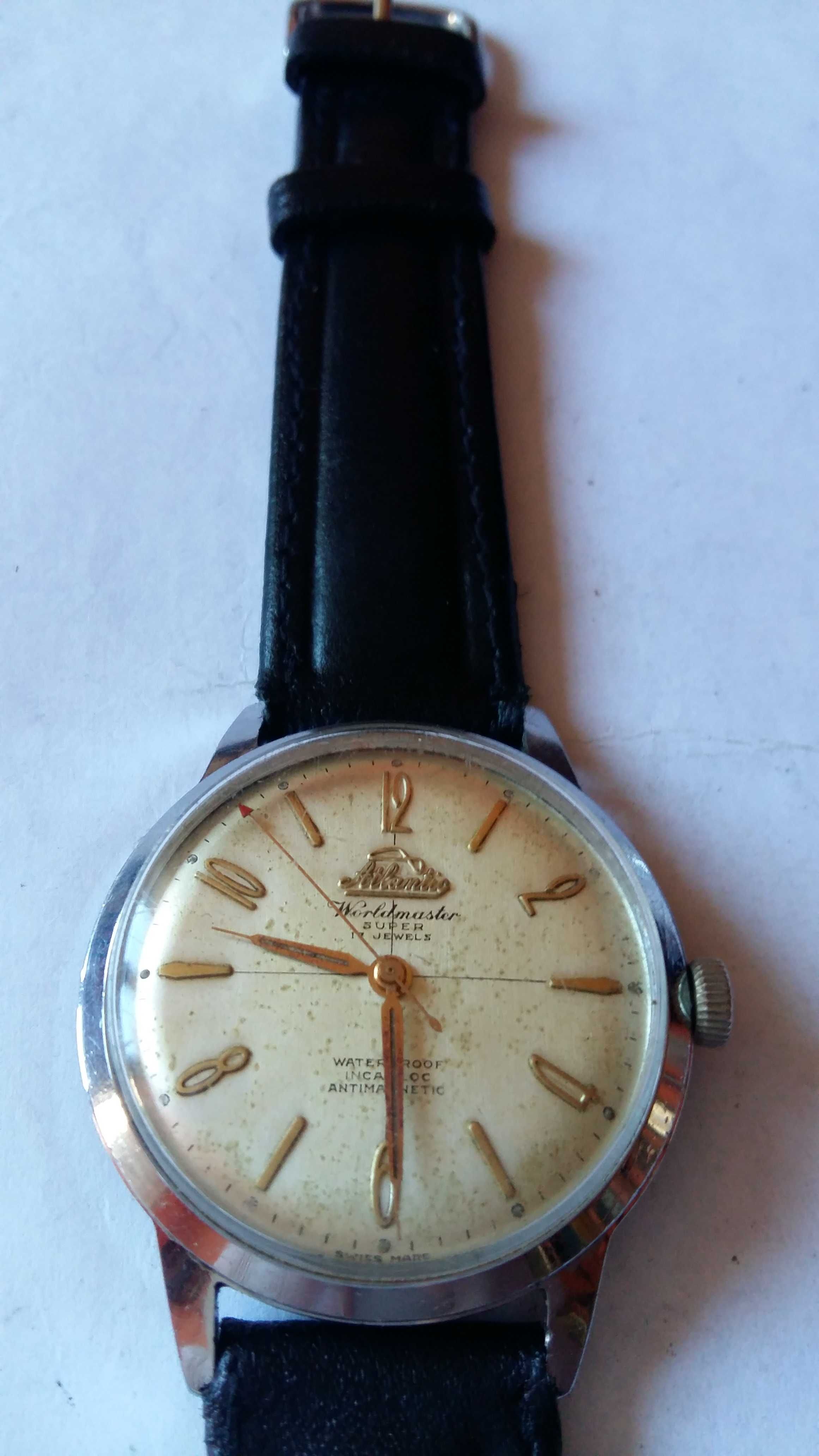 Zegarek Atlantic Super 17 jewels 37 mm bk. Vintage.