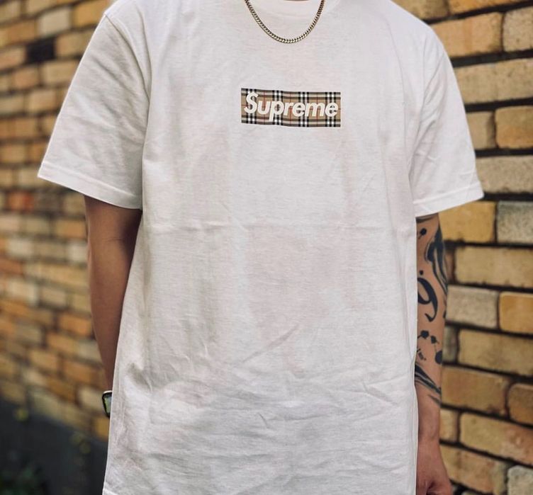 Koszulka Supreme x Burberry box logo biała Mka