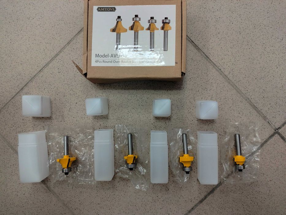 Frezy do drewna z chwytem okrągłym 1/4'' AMTOVL AVL003 4szt