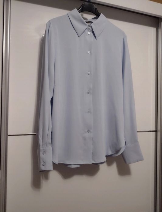 Niebieska satynowa koszula damska H&M S oversize nowa
