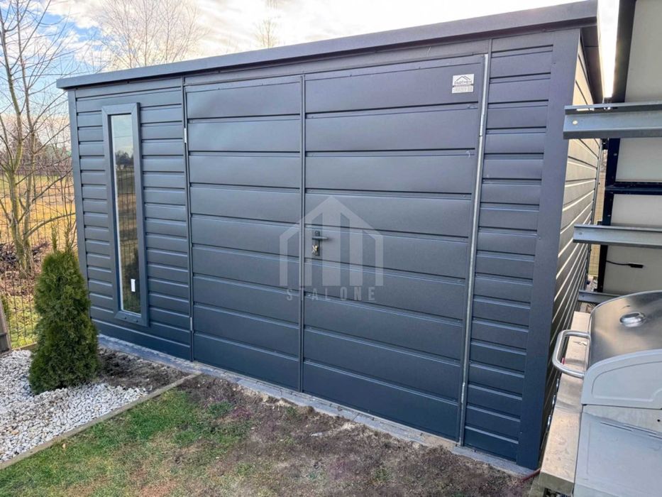 Schowek - domek ogrodowy 3,5x4m + wiata 0,5m brama okno dach SO101