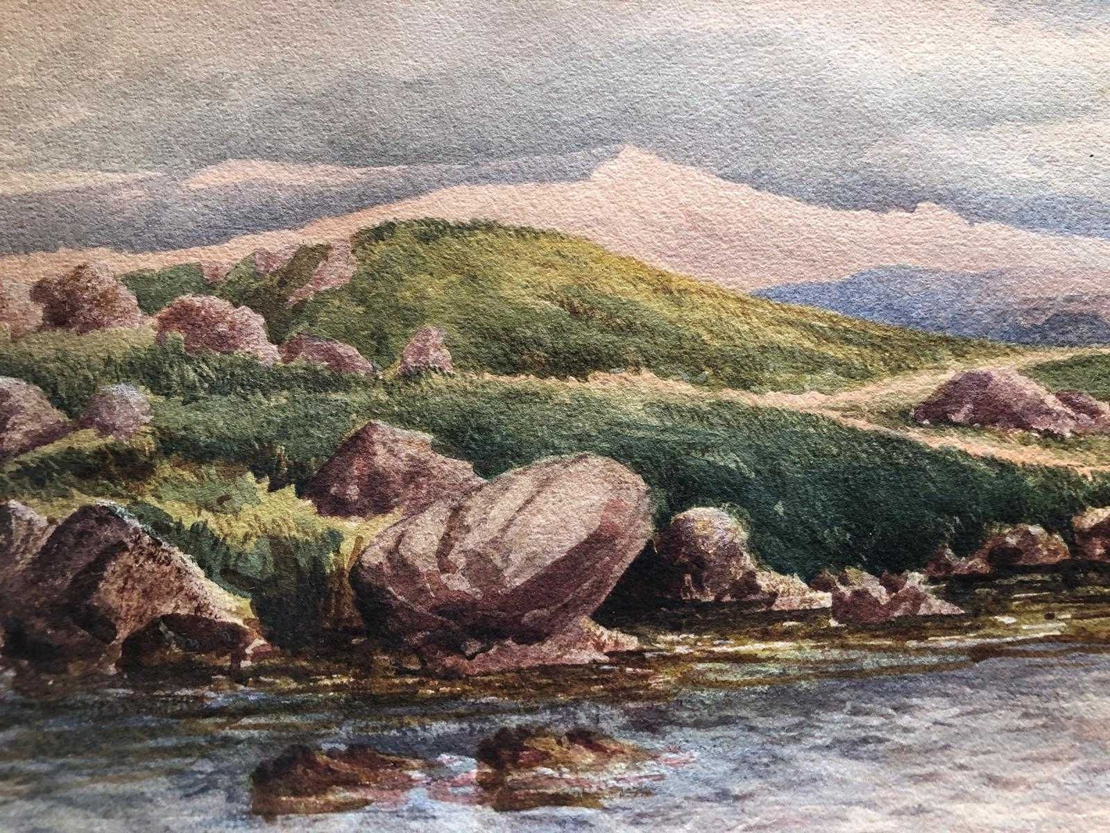 Aguarela de paisagem suiça, de 1868, bom estado