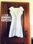 896. S/M. Koronkowa/ażurowa rozkloszowana biała midi sukienka boho