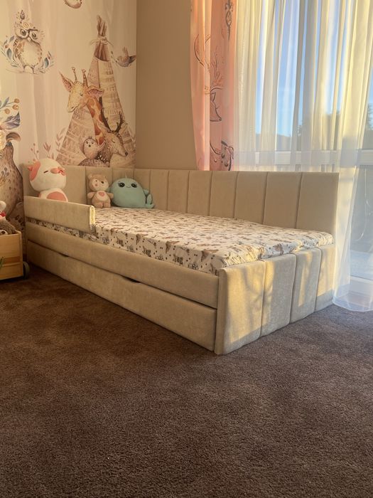 Łóżko dziecięce, tapicerowane dla dziecka, 180/90, tapczan, szuflada