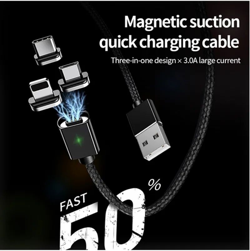 2.5 Ампера Быстрая магнитная зарядка юсб плоский магнит микро usb шнур