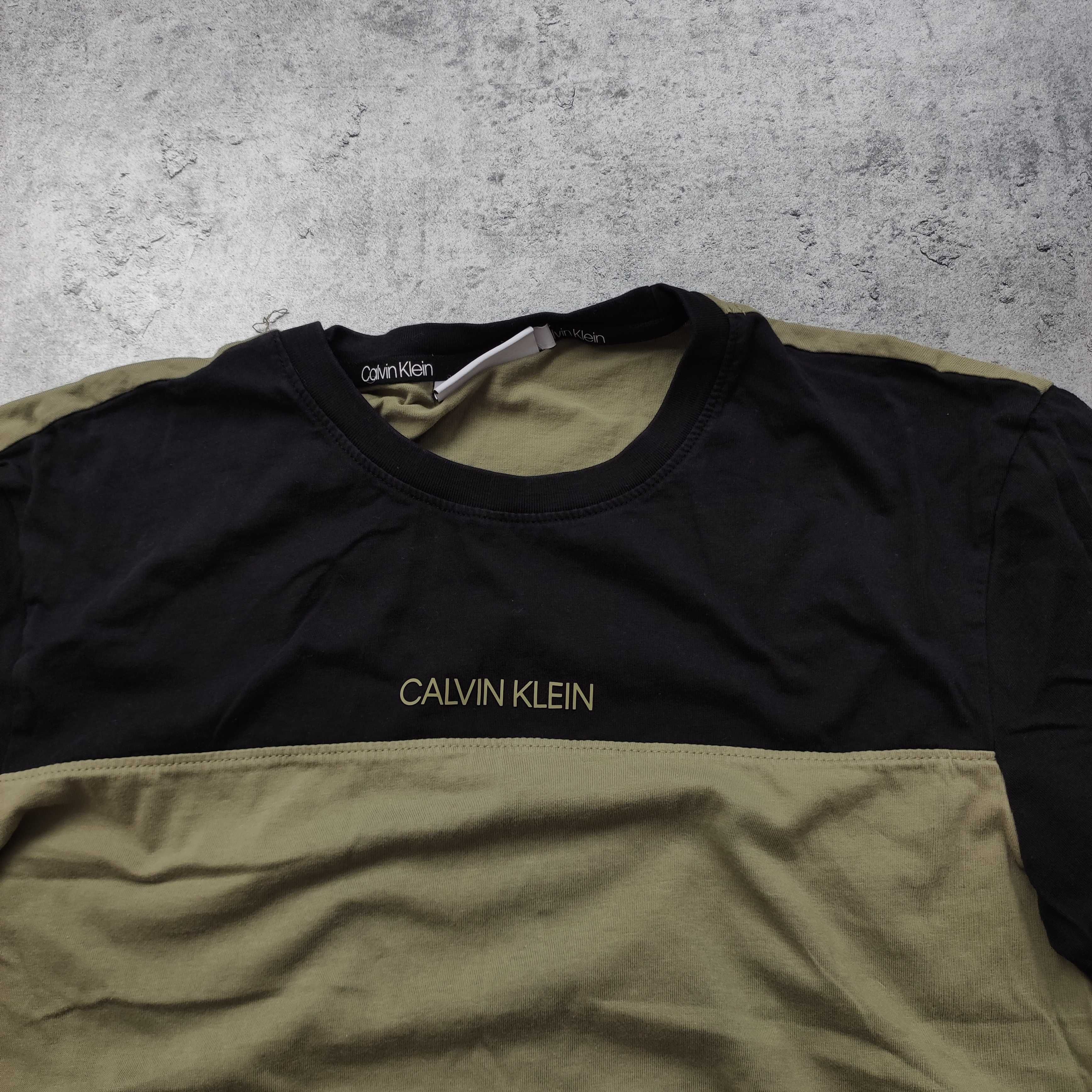 MĘSKA Koszulka PREMIUM Dual Kolor Khaki Czarna Bawełna Calvin Klein