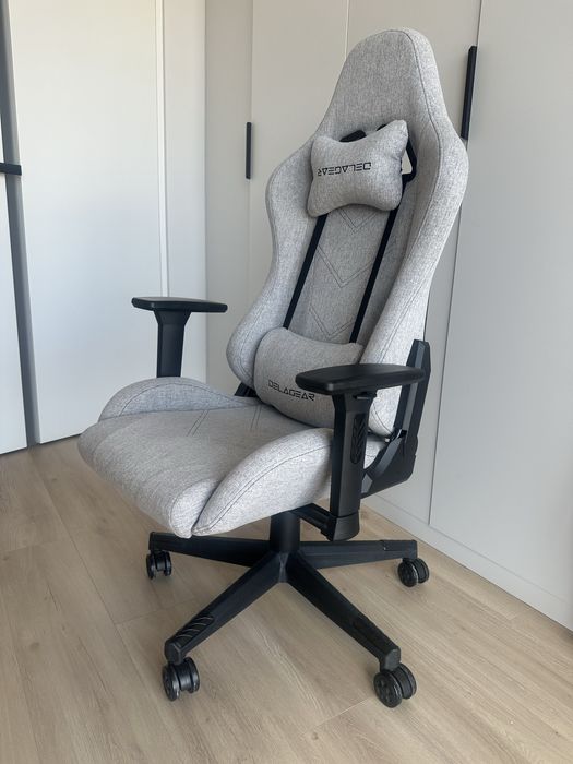 krzesło biurowe fotel gamingowy DELAGEAR G 606 szary materiałowy
