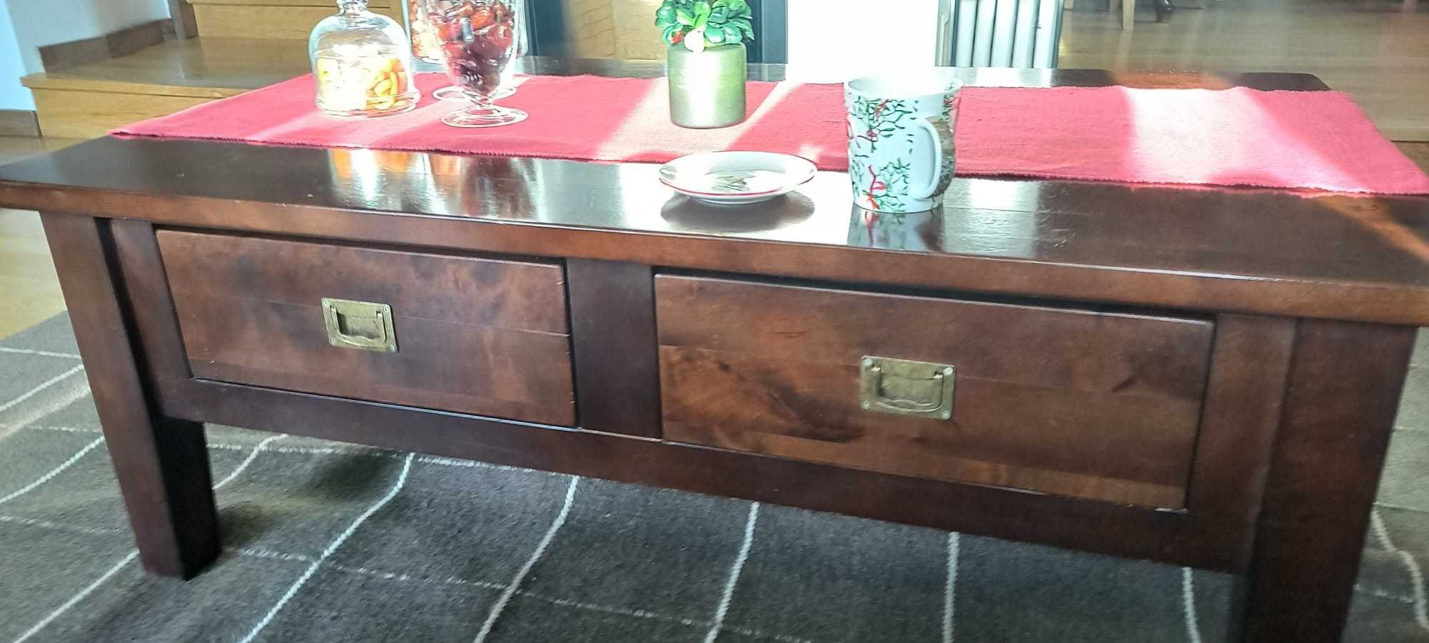 Stół kawowy ława lite drewno brzoza lakier