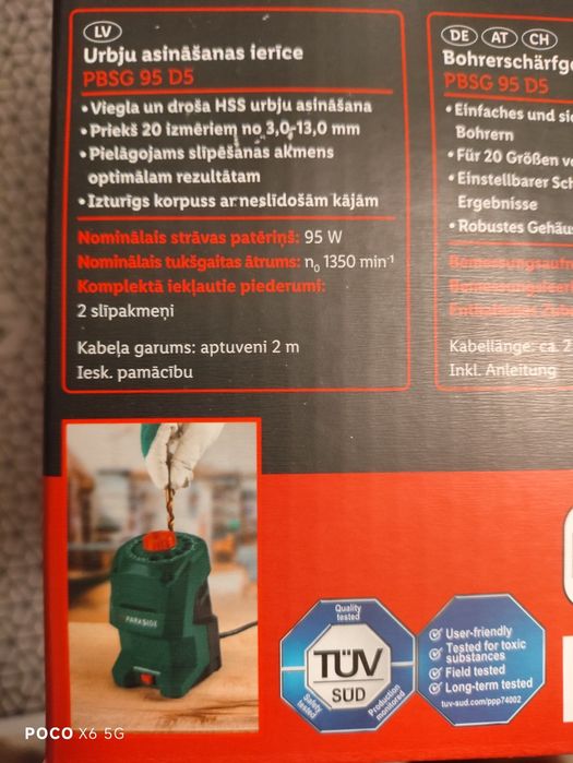 Parkside PBSG 95 D5 urządzenie do ostrzenia wierteł nowe