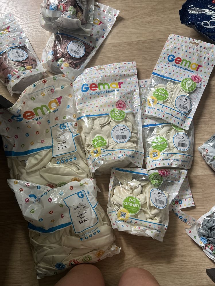 Balony gemar white, blush, latte,pastelowy niebieski rozowy, misty ros