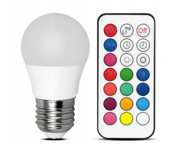 Żarówka Led Rgb kolorowa E27+ pilot 16 kolorów