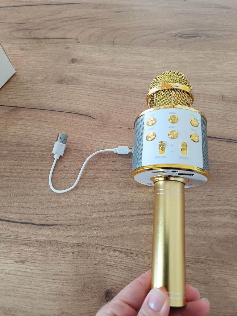 Mikrofon karaoke złoty nowy