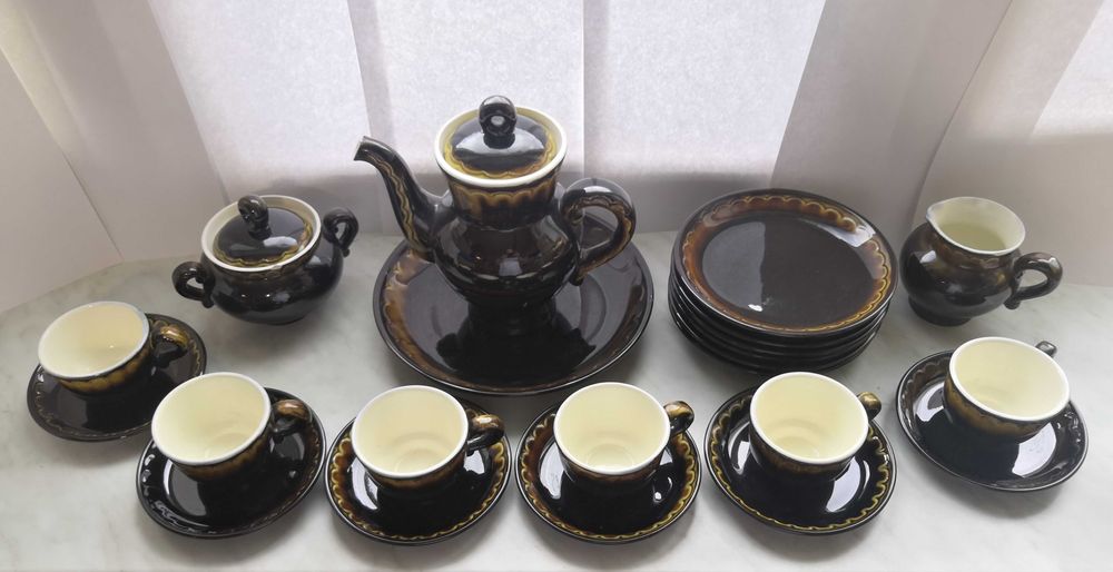 Кофейный сервиз Конаковский фаянсовый завод, винтаж СССР, 15 предметов