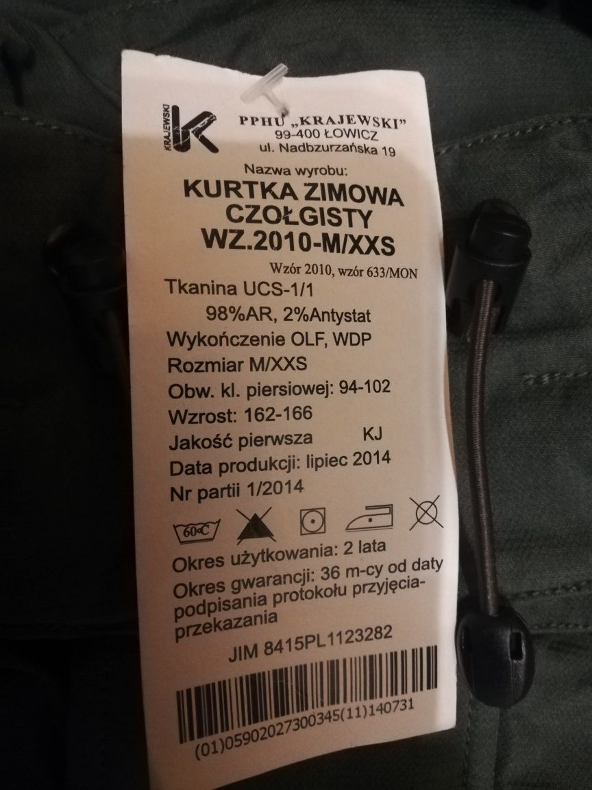 Kurtka Czołgisty wzór 633/MON Rozmiar M/XXS Nowa