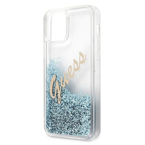 Etui Guess iPhone 12 Mini 5,4" Hardcase Glitter Niebieski Vintage