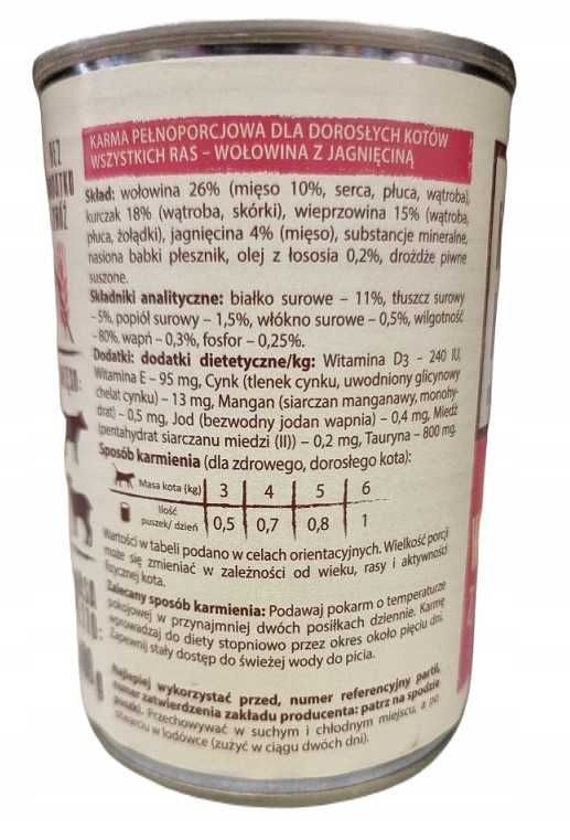 MAXI NATURAL Karma mokra dla kotów Z WOŁOWINĄ bez zbóż puszka 400g