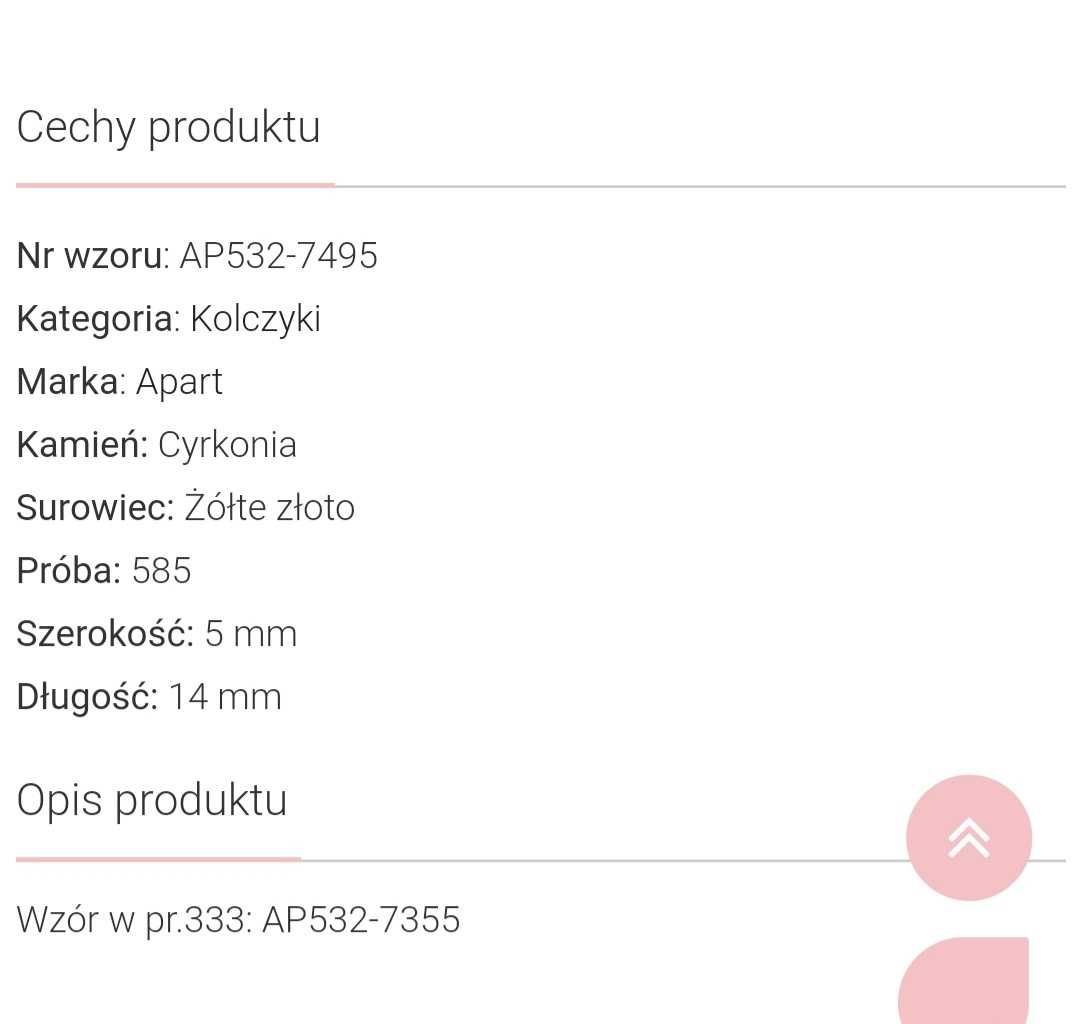 Zlote kolczyki Apart