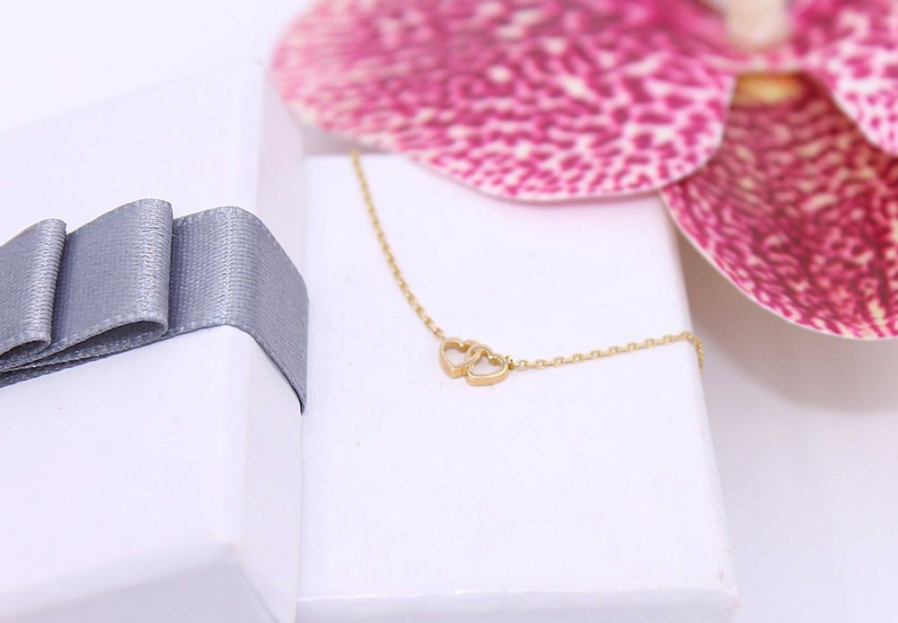 Złota celebrytka p.585/1,78g z dwoma serduszkami