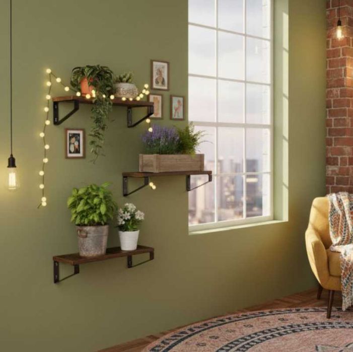 Kwietnik ścienny loft ModernHome – 3 półki wiszące na kwiaty i ozdoby