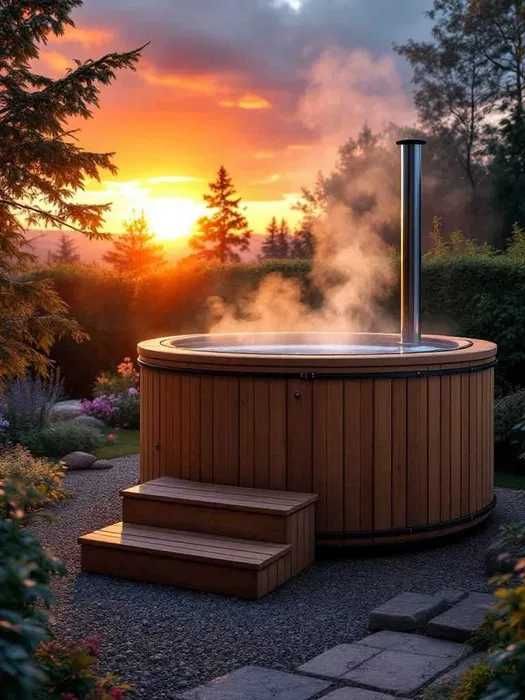 Balia ogrodowa, jacuzzi ogrodowe, ruska bania, gorąca beczka, jacuzzi