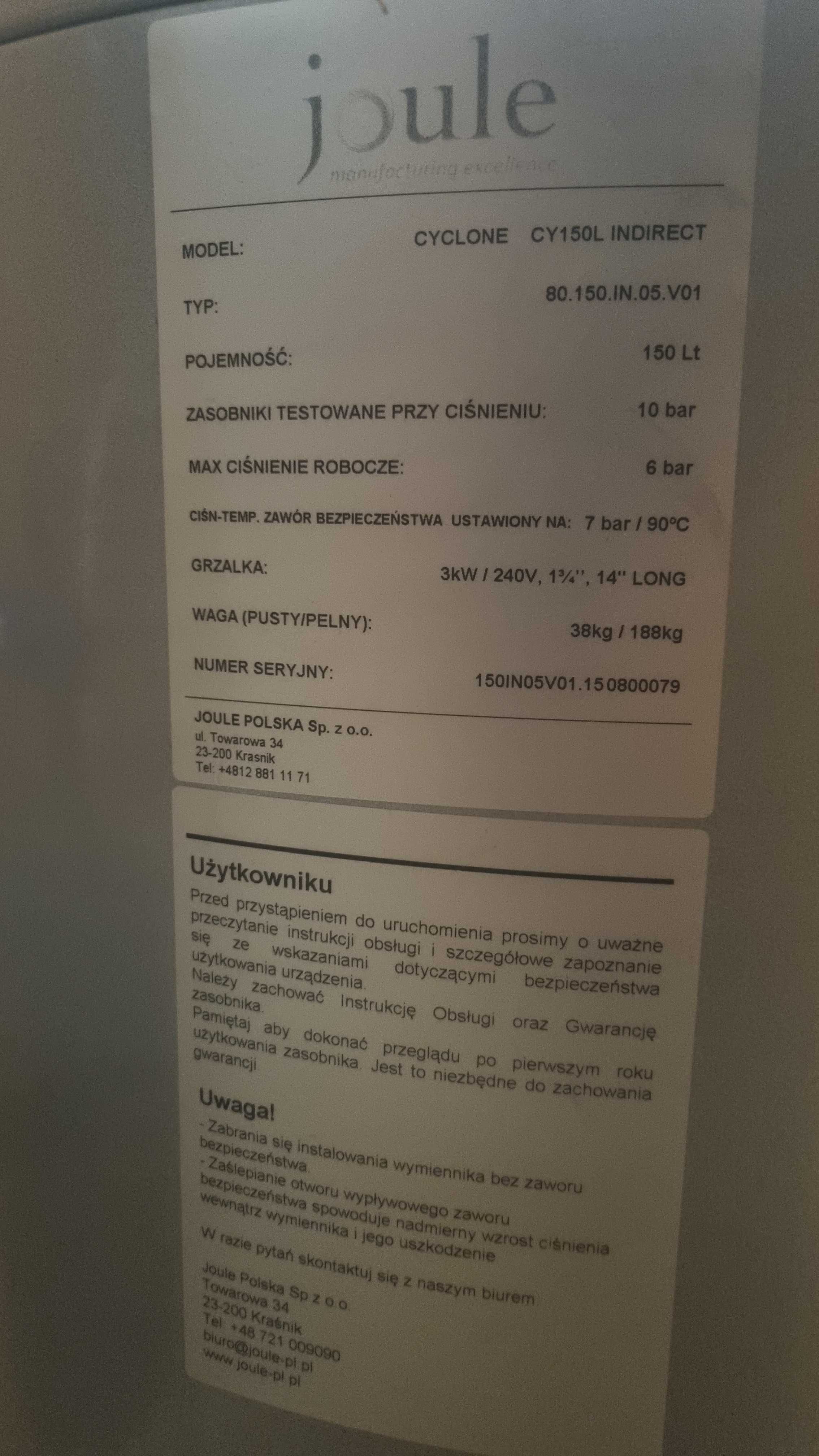 Zasobnik C.W.U. Joule Cyclone CY150l Indirect