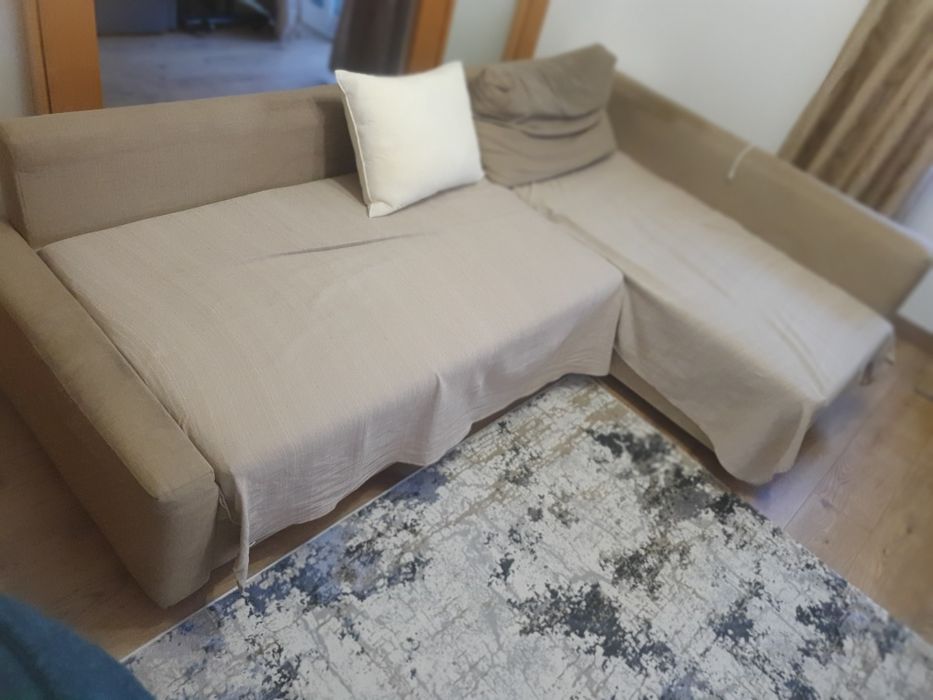 Sofá-cama de canto c/arrumação, Skiftebo beje  do ikea