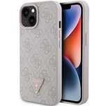 Etui Guess Leather 4G Triangle Strass do iPhone 15 - różowe