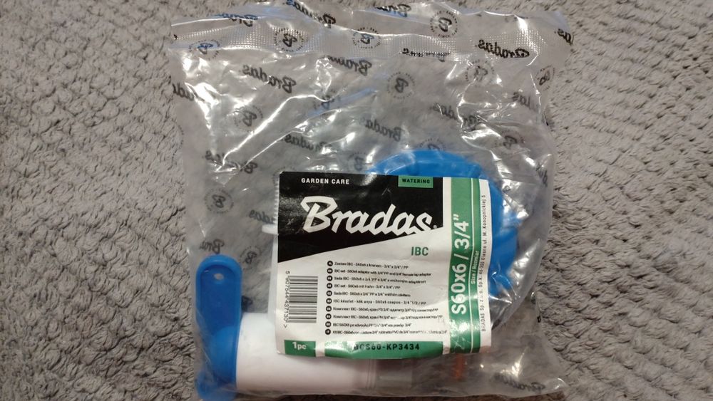Bradas ZESTAW IBC: Kran 3/4 CALA S60x6 nypel do szybkozłącza