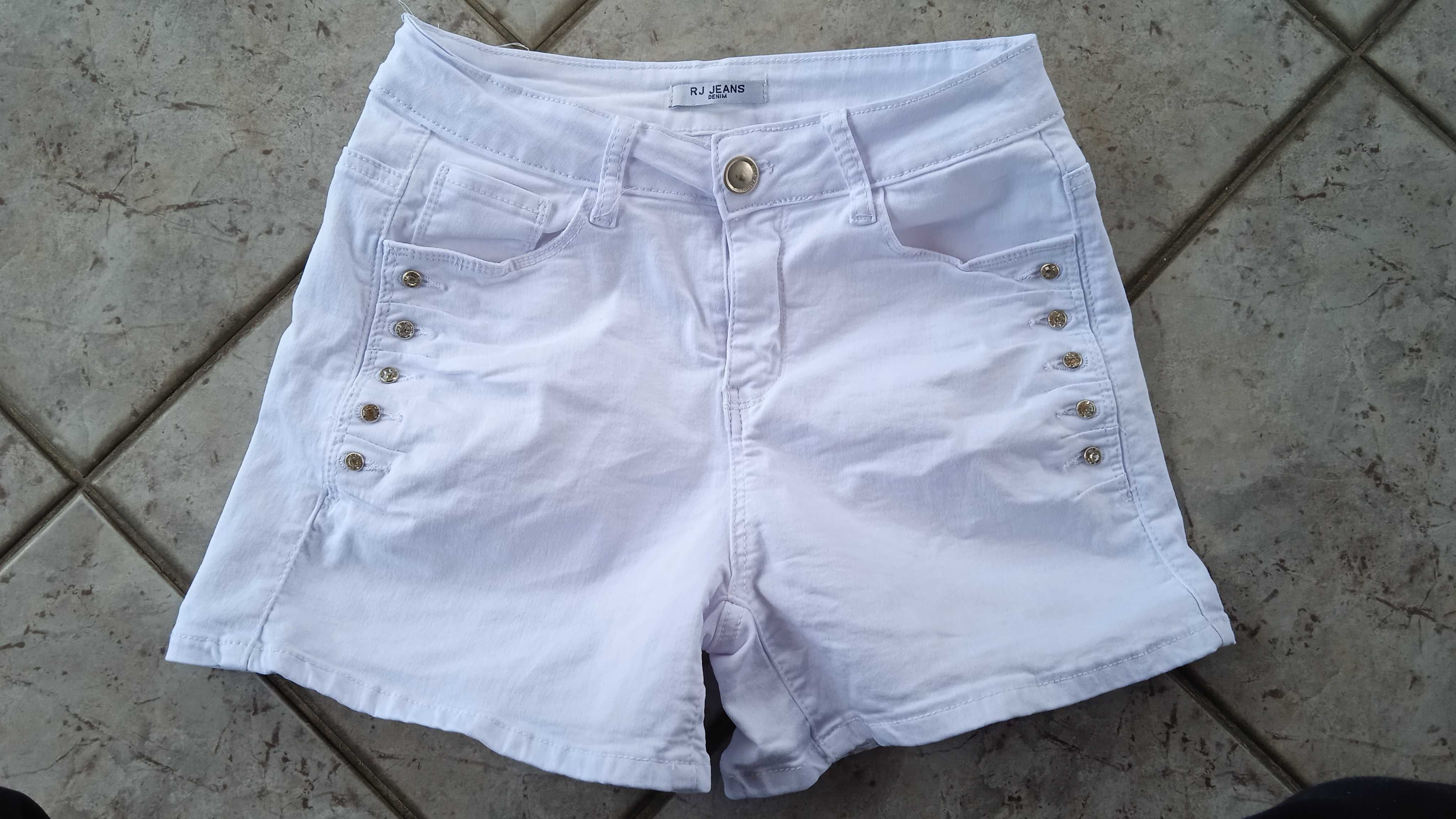 Krótkie białe spodenki rj jeans denim jeans kryształki 38 M shorty hit