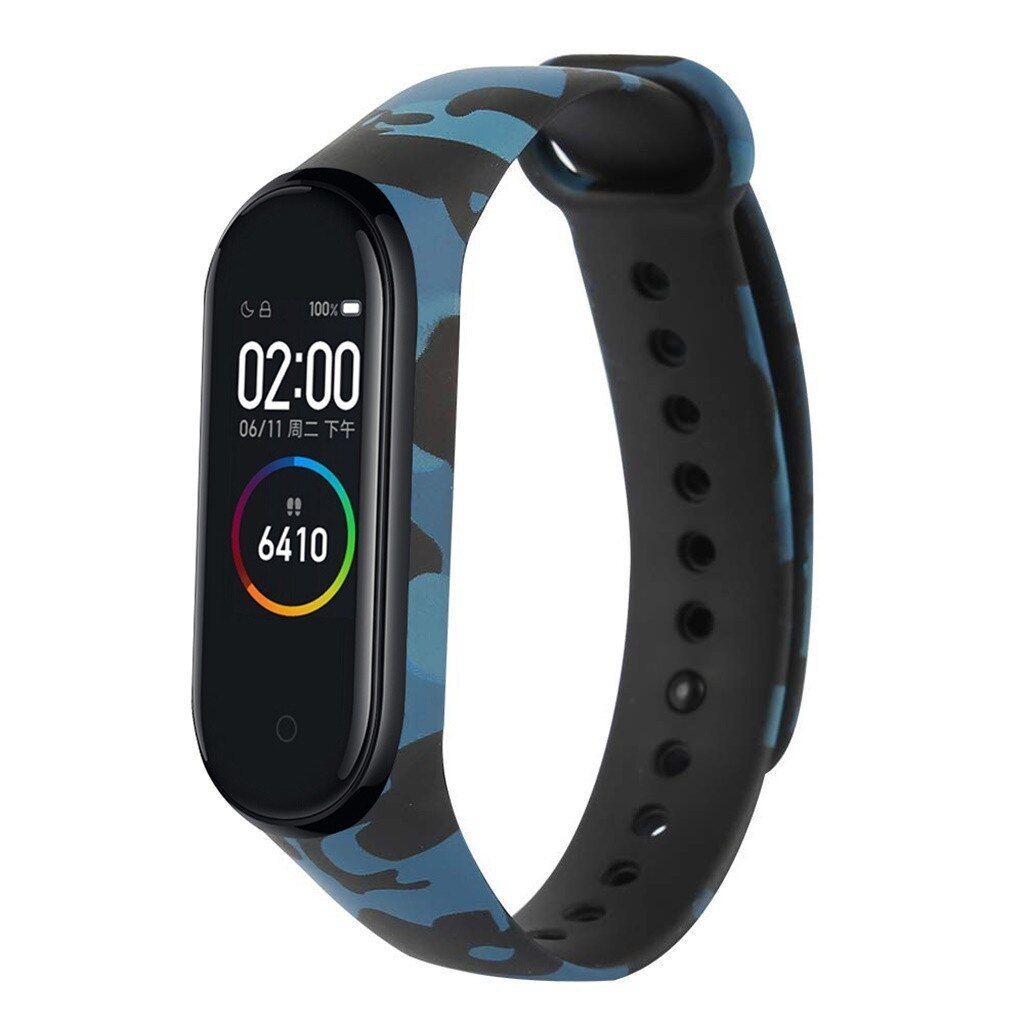 Silikonowa opaska Xiaomi Mi Band 4 / Mi Band 3 niebieskie moro