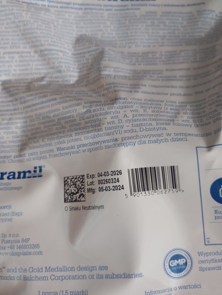 Nutridrinki Olimp Nutramil Complex neutralny smak 5 opakowań 720 gram
