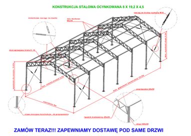 Konstrukcja 8x19 stalowa ocynkowana magazyn hala wiata garaż warszta