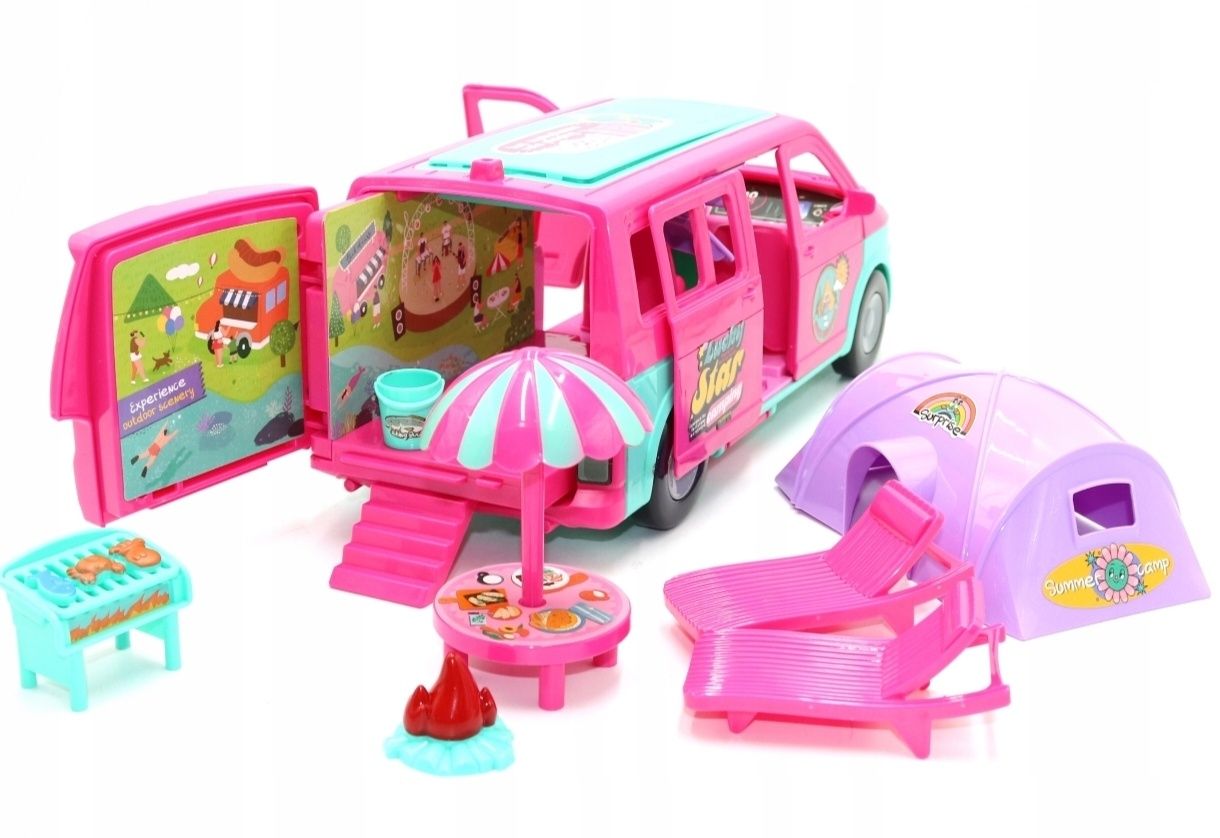 Lalka zabawka nowa jak Barbie z autem samochodem kamper kamperem