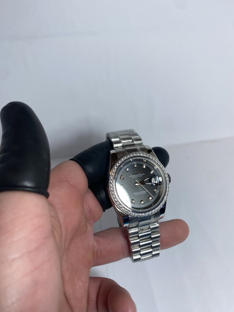 Zegarek automatyczny Seiko mod datejust wysadzany cyrkoniami nh35