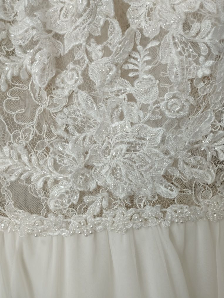 Suknia ślubna zwiewna, muślin M/L 172 cm