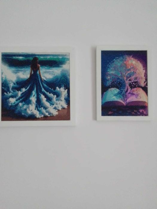 Malowanie diamentami - "Drzewo mądrości" i  "Dziewczyna w sukni z fal"