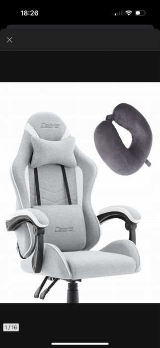 FOTEL GAMINGOWY materialowy cabro C500 szaro biały