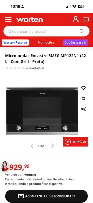 Micro-ondas Encastre SMEG MP122N1 (22 L - Com Grill - Preto)